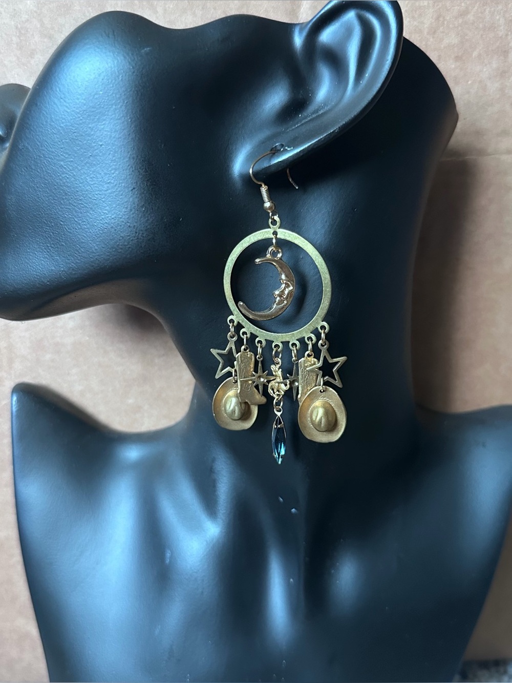 Whimsigoth Celestial Cowboy Bronze Earrings